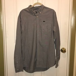 RVCA gray button up slim shirt, size xl